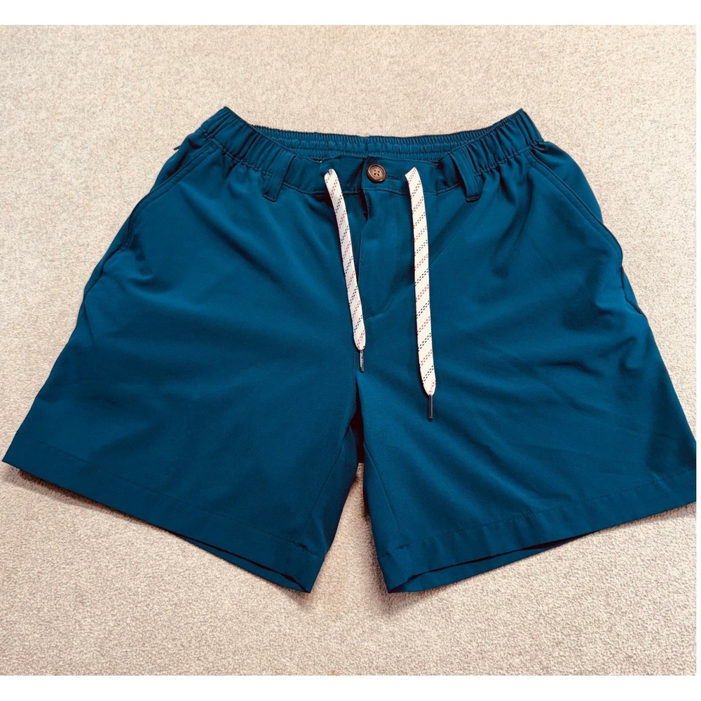 Chubbies Mens M Teal Blue Stretch Shorts Drawstring Pockets Athleisure Outdoor